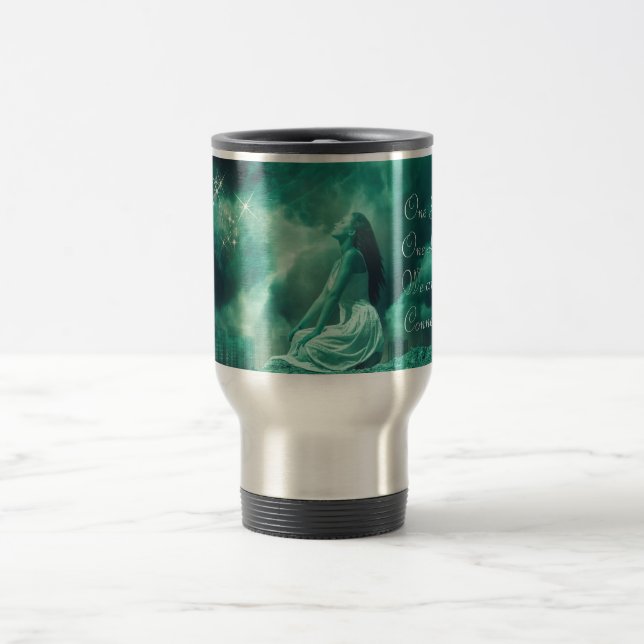 Caneca Térmica Mulher mítica enviando orações ao Universo (Centro)