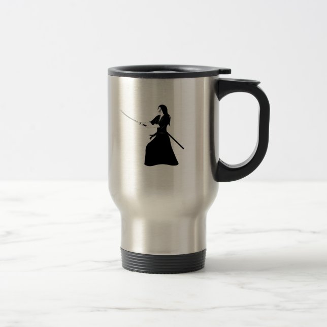Caneca Térmica Mulher Samurai Guerreira com Espada (Direita)