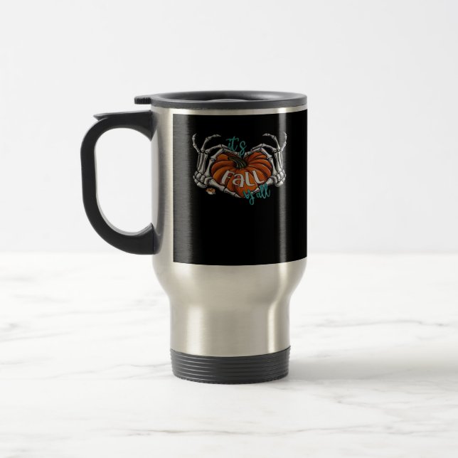 Caneca Térmica Mulheres é outono Vocês todos Pumpkin Gnomo Árvore (Esquerda)