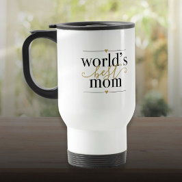 Caneca Térmica Mundos Pretos e Dourados Melhor Mãe Elegante