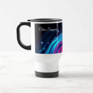 Caneca Térmica Mural Estético de Onda Bioluminescente Futurista