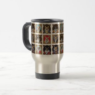 Caneca Térmica Museu Vintage na Parede, Retratos Hilários de Cães