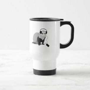 Caneca Térmica Música Engraçada Lover Ferret Com Fones de ouvid
