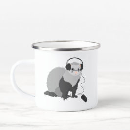 Caneca Térmica Música Engraçada Lover Ferret Com Fones de ouvido