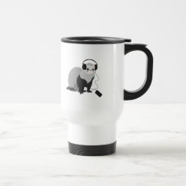 Caneca Térmica Música Engraçada Lover Ferret Com Fones de ouvido