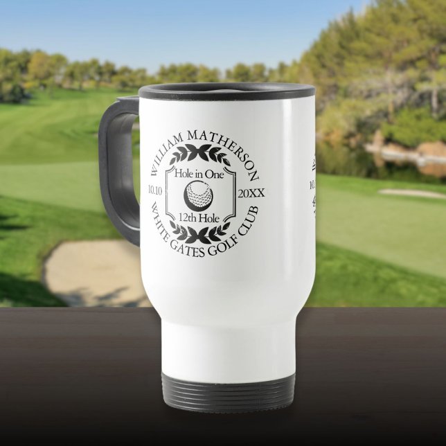 Caneca Térmica Na moda Buraco em um Golfe Personalizado Clássico (Stylish Hole in One Classic Personalised Golf Travel Mug)