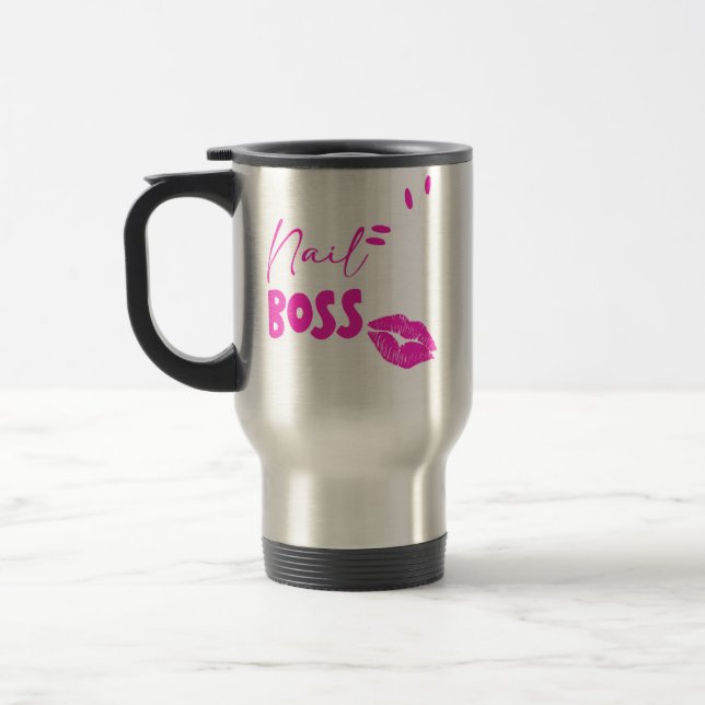Caneca Térmica Nail Polonês Lover Gift 'Nail Boss' Nail Tech Nail (Esquerda)