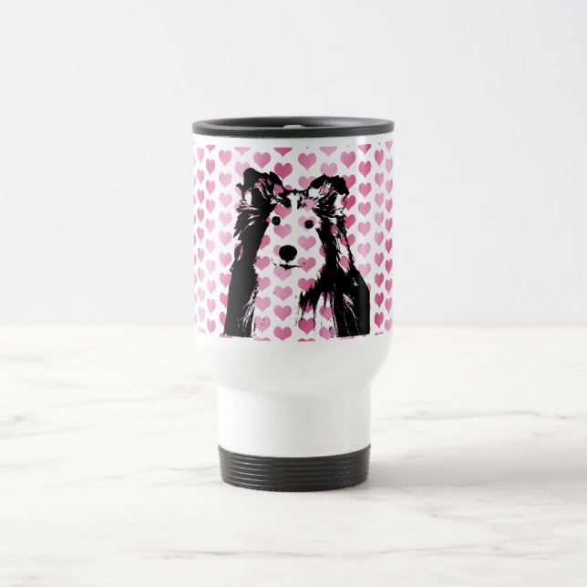 Caneca Térmica Namorados - silhueta de Sheltie (Centro)