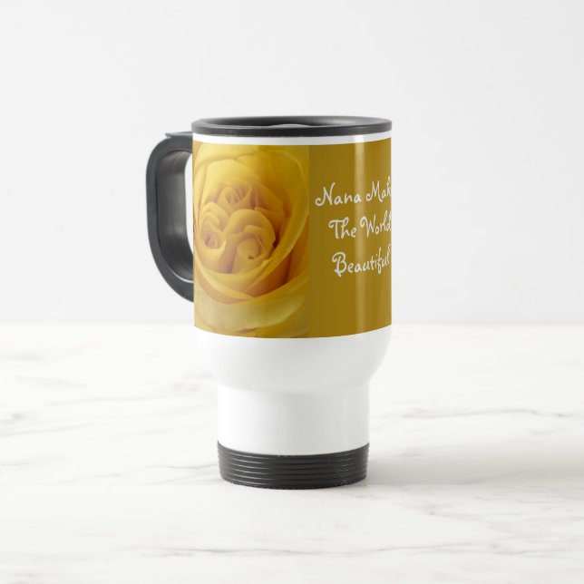 Caneca Térmica Nana Torna o Mundo Bonita Flor Amarelo (Frente Esquerda)
