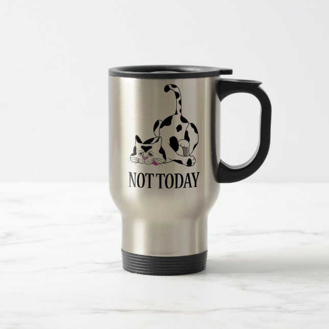 Caneca Térmica NÃO HOJE GATO, presente de gato engraçado, Pessoas (Direita)