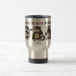 Caneca Térmica Não ouça nenhum desenho animado dos macacos do mau