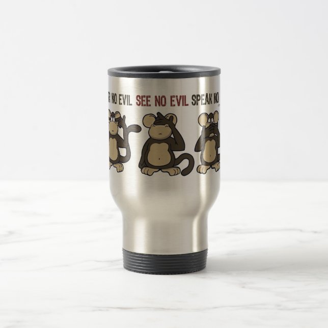 Caneca Térmica Não ouça nenhum desenho animado dos macacos do mau (Centro)
