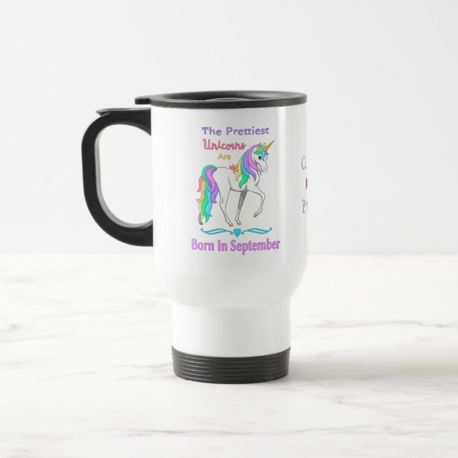 Caneca Térmica Nascer Bonito Do Rainbow Unicórns Em Setembro (Esquerda)