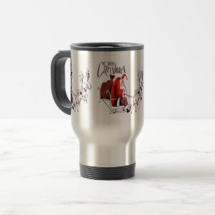 Caneca Térmica Natal da rena da equitação de Papai Noel