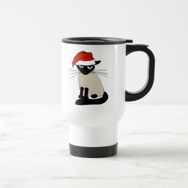 Caneca Térmica Natal Siamese de Papai Noel com texto feito sob (Direita)
