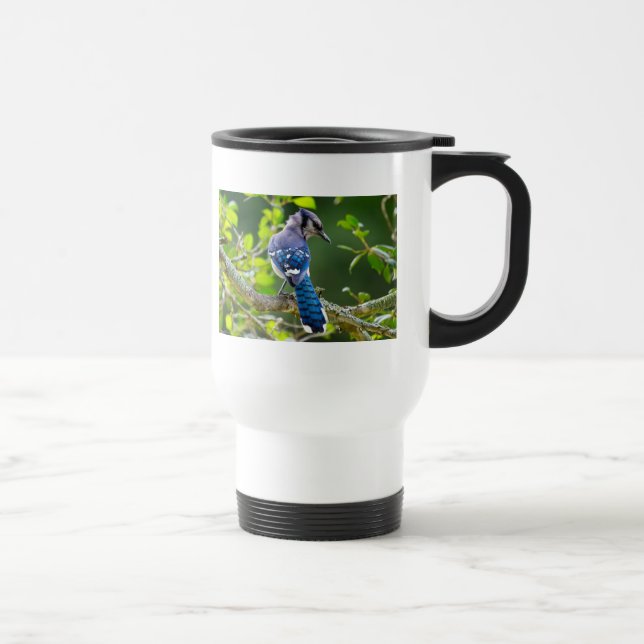 Caneca Térmica Natureza Fotografia Shy Blue Jay Roupa presente (Direita)