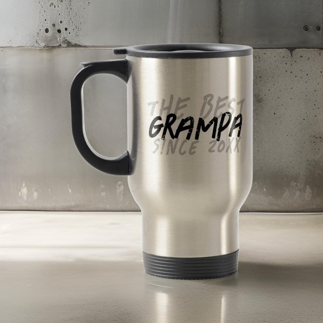Caneca Térmica Negra e Branca Modernos Grunge O Melhor Vovô (Criador carregado)