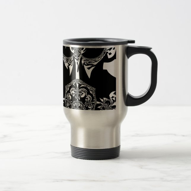 Caneca Térmica Neo-Barroco Noir Abstrato Minimalista Designer Pre (Direita)