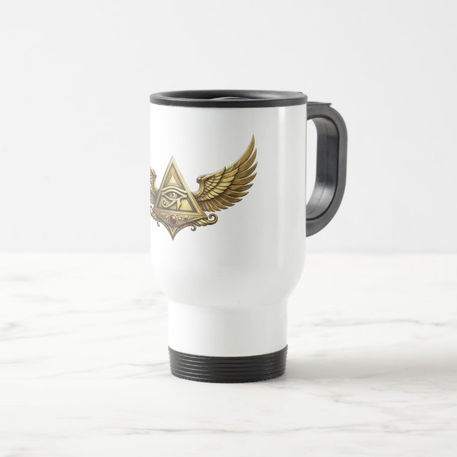 Caneca Térmica NeoAnkh Egyptian Eye of Horus Gold Winged Pyramid (Frente Esquerda)