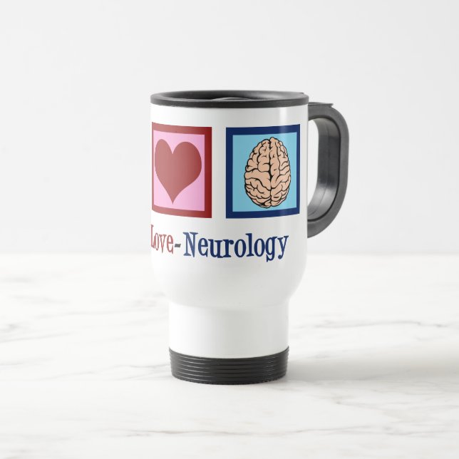 Caneca Térmica Neurologista de Paz e Amor (Frente Esquerda)