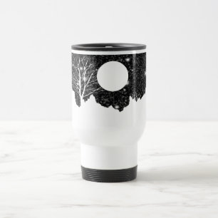 Caneca Térmica Neve voando em uma noite iluminada pela lua