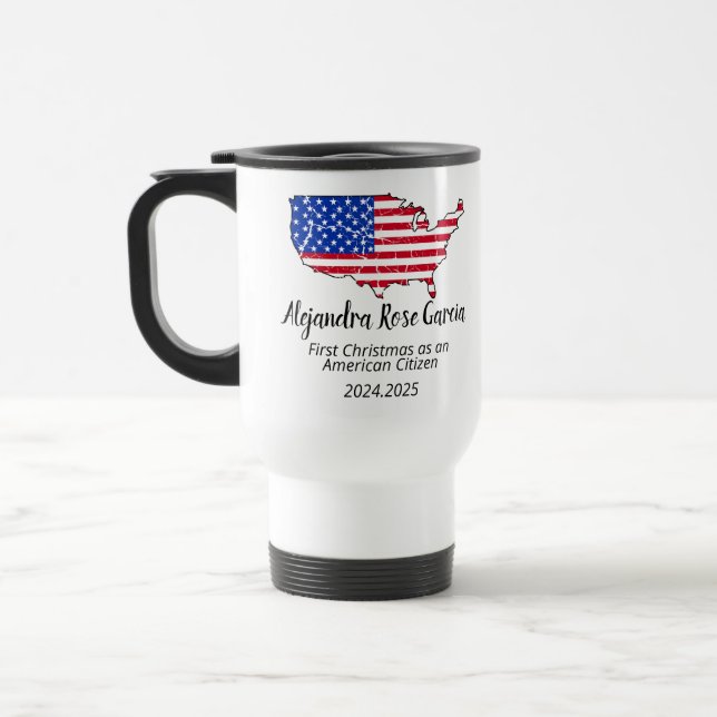 Caneca Térmica New U.S. Citizen – American Map Citizenship Day (Esquerda)