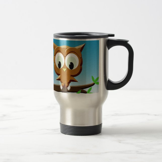 Caneca Térmica Newsprint Cartoon Owl (Direita)