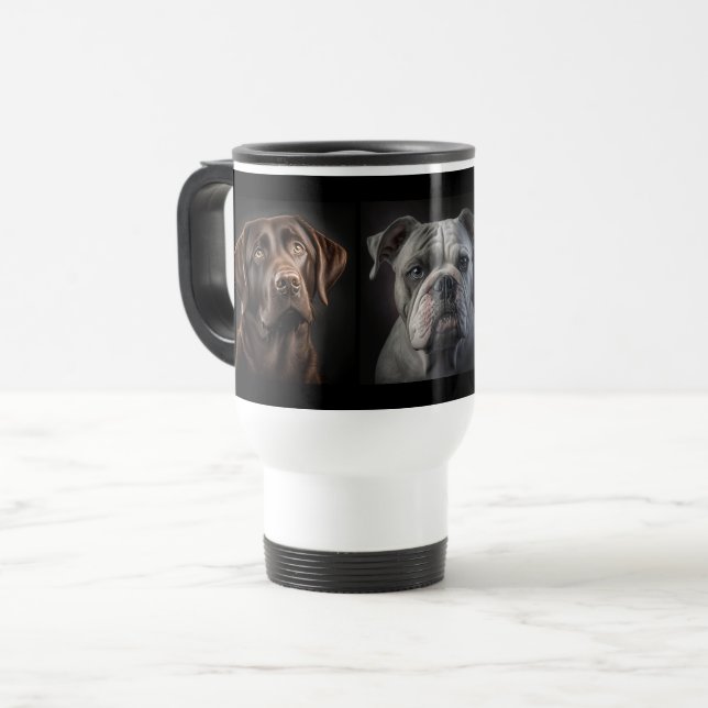 Caneca Térmica Niedlicher Haustier Hund 3 Foto kundenspezifisch (Frente Esquerda)