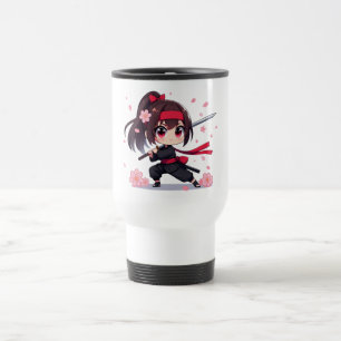 Caneca Térmica Ninja guerreira bonita floresce