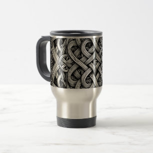 Caneca Térmica Nó celtico detalhado preto e branco 0001