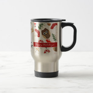 Caneca Térmica No Padrão de Feriados de Natal na Floresta