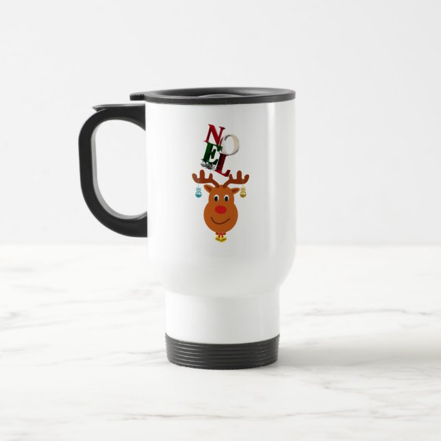 Caneca Térmica Noel Deer Bells Bauble Rudolf Snowflakes Natal (Esquerda)