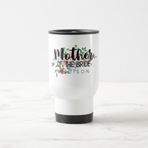 Caneca Térmica Noiva Rosa Ruborizada Floral Casamento Mãe da Noiv