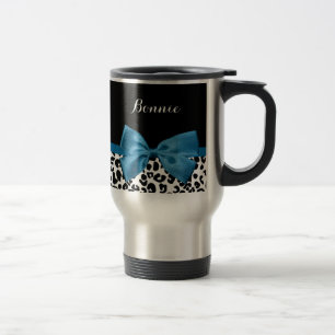 Caneca Térmica Nome da Menina Leopard Impressão Bonito Cobalt Bl