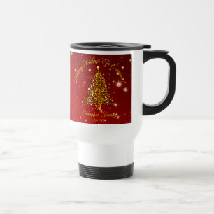 Caneca Térmica Nome das Estrelas da Árvore Dourada Vermelha de Na