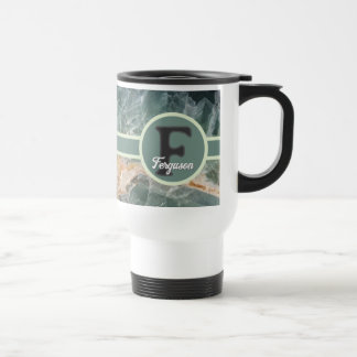 Caneca Térmica Nome de Família Elegante Monograma Gemstone Inicia