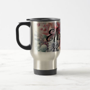 Caneca Térmica Nome do monograma Cor de água do pastel floral de