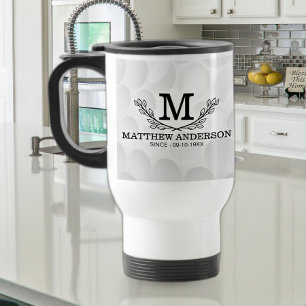 Caneca Térmica Nome do Padrão de Bola de Golfe Personalizada Mono