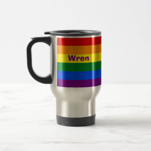 Caneca Térmica Nome do Sinalizador do Orgulho Arco-Íris ou Monogr