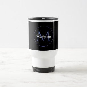 Caneca Térmica Nome inicial do monograma moderno em círculo mínim