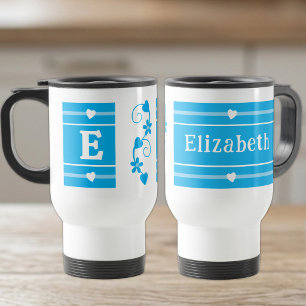 Caneca Térmica Nome inicial personalizado azul