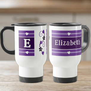 Caneca Térmica Nome inicial personalizado roxo