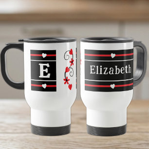 Caneca Térmica Nome inicial personalizado vermelho preto