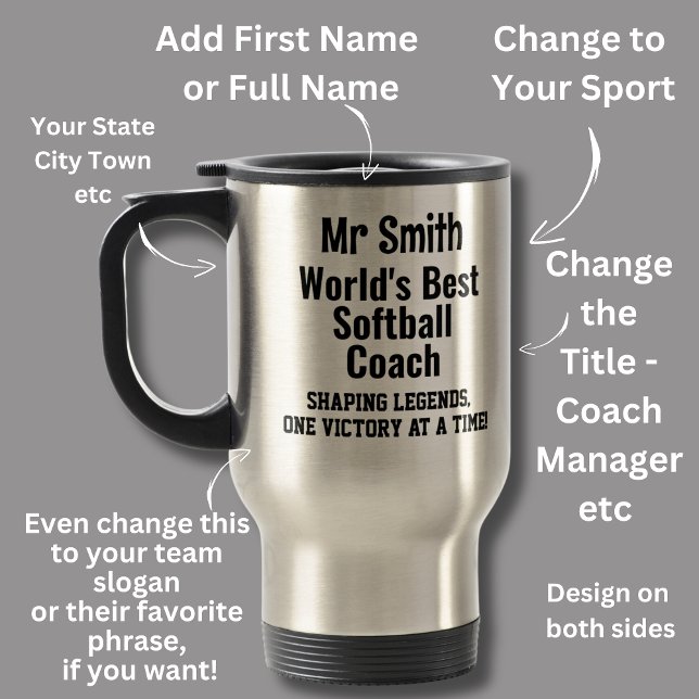 Caneca Térmica Nome, melhor treinador de softball do mundo - Lege (Criador carregado)