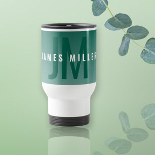 Caneca Térmica Nome moderno com ombre verde ousado (ou qualquer c