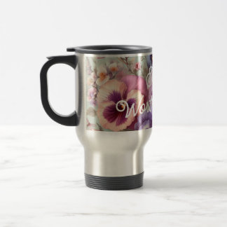 Caneca Térmica Nome Painéis de Vintagem de Aquarelas Pastéis de F