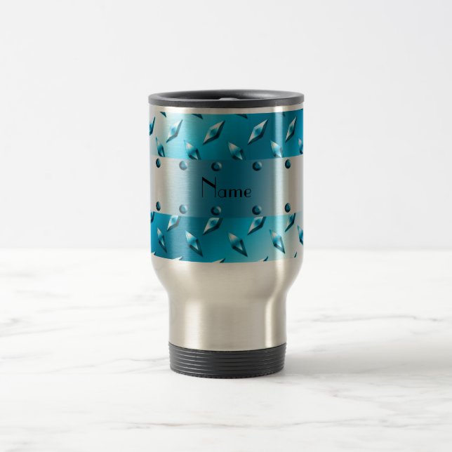 Caneca Térmica Nome personalizado chapa de aço azul (Centro)