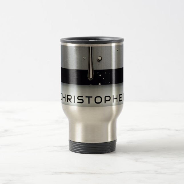 Caneca Térmica Nome Personalizado Com Metal Líquido Gotejando (Centro)