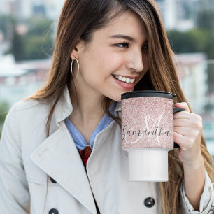 Caneca Térmica Nome Personalizado da Lista de Estilos Rosa Modern