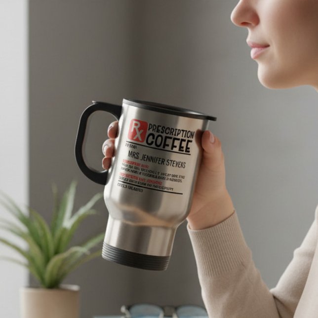 Caneca Térmica Nome Personalizado da Prescrição do Café Engraçado (Criador carregado)